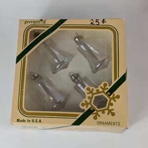 Iridescent Glass Bell Christmas Ornaments Pyramid Satin Sheen Vtg 70s Holiday